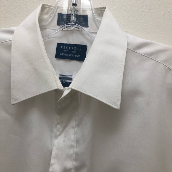 Pacewear White Button Down Dress Shirt Wrinkle Resistant Men's Size:15.5 {34/35} - Picture 3 of 6